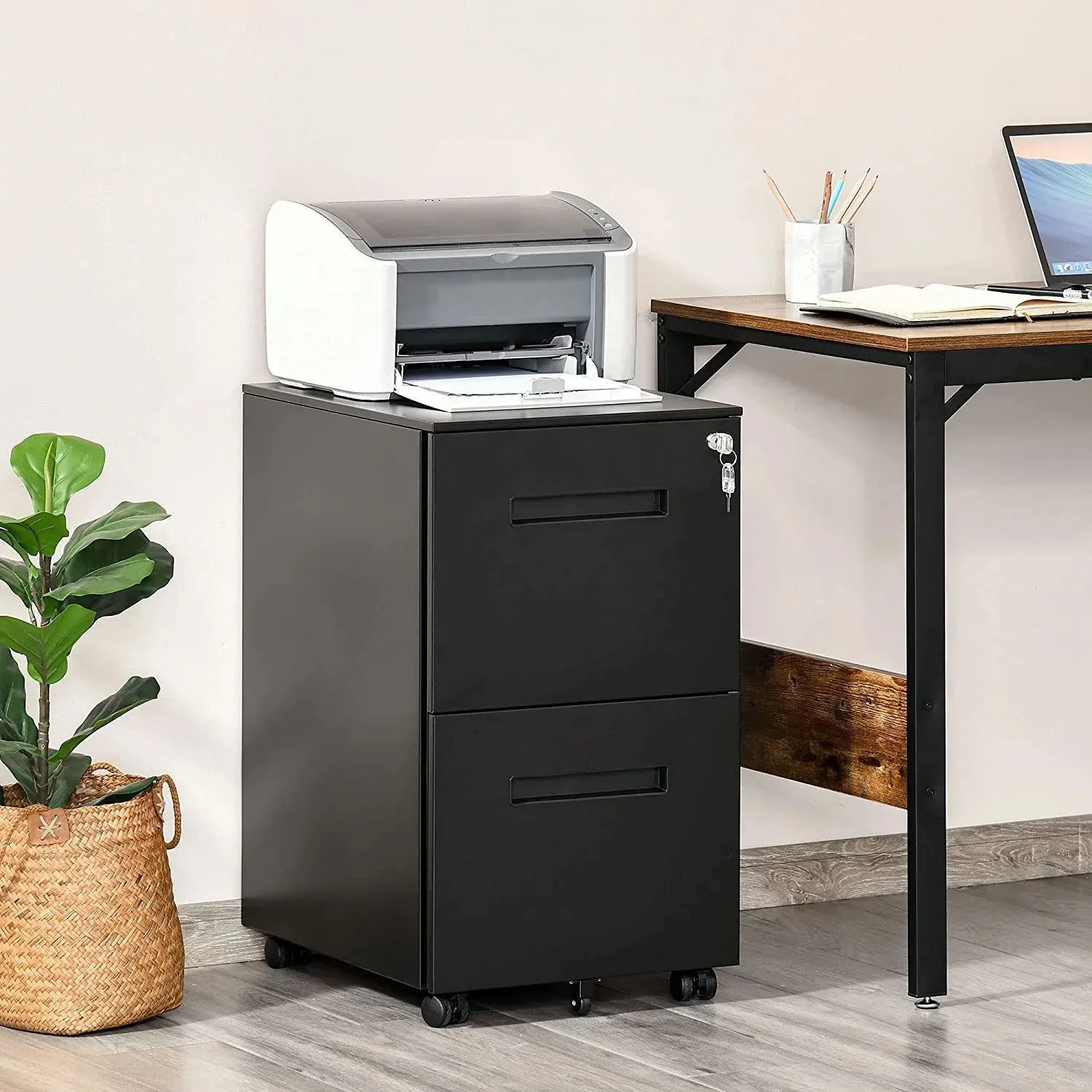 Black 2 drawer mobile pedestal