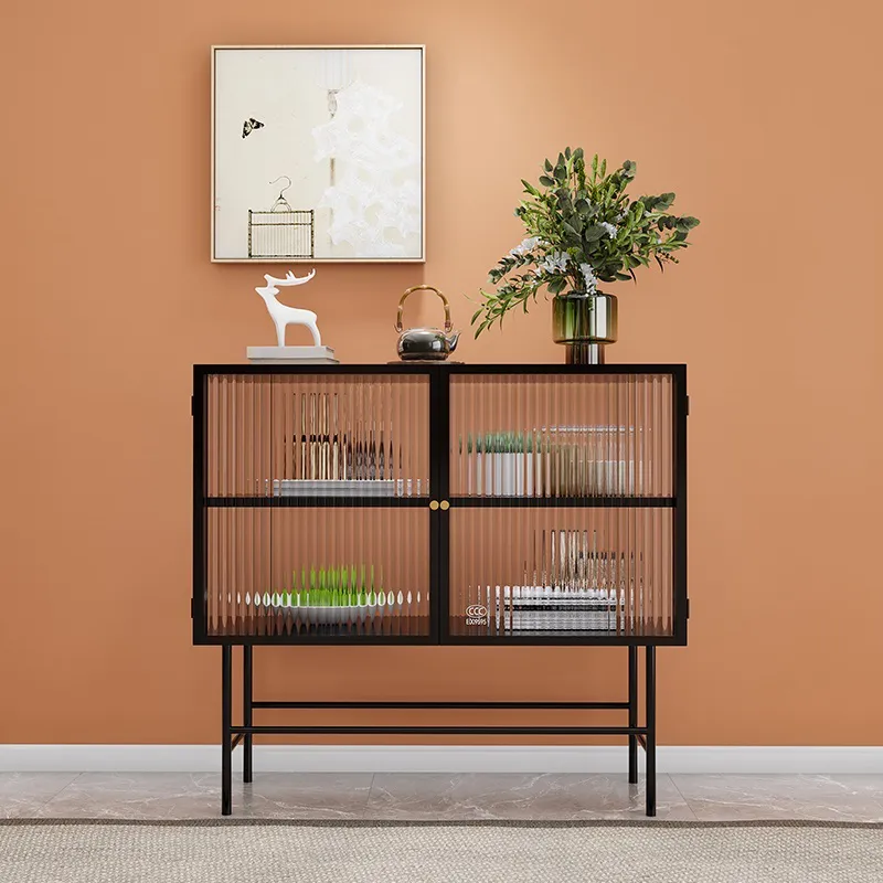 Glass Door Sideboard Cabinet with Feet