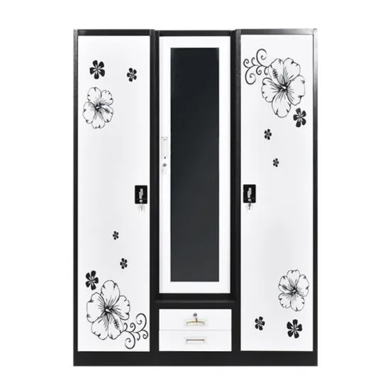 3 Door Metal Pattern Wardrobe
